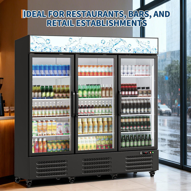 55 Cu Ft Commercial Beverage Refrigerator With Three Glass Doors