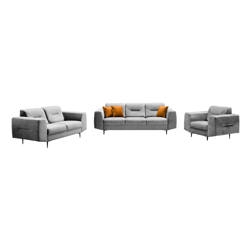 Aubreeanna 3 - Piece Living Room Set, Black, Dark Grey