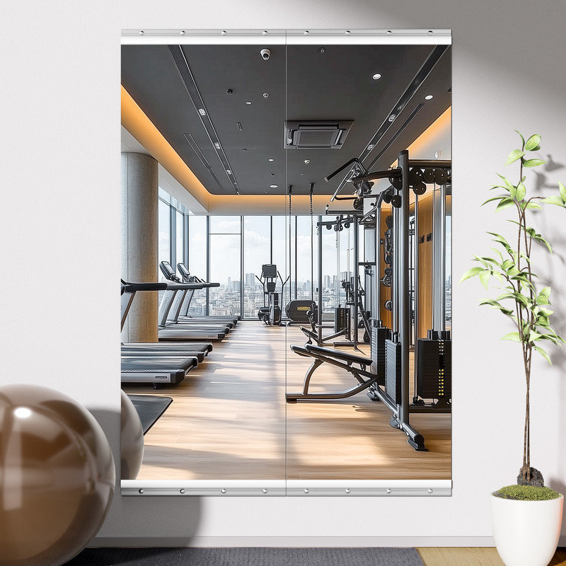 Miroir pleine grandeur rectangulaire rectangulaire, 95 po x 39 po, Argent