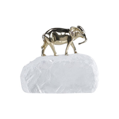 Brass Elephant Sculpture On Selenite I