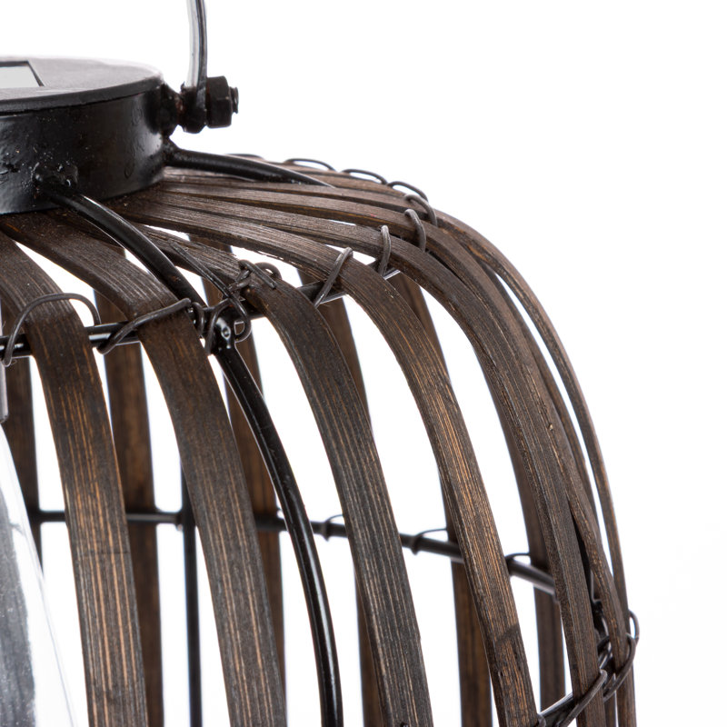 Lanterne de jardin en saule de 15 pouces à énergie solaire - Lumière de jardin extérieure décorative avec ampoule DEL interne et style tissé naturel