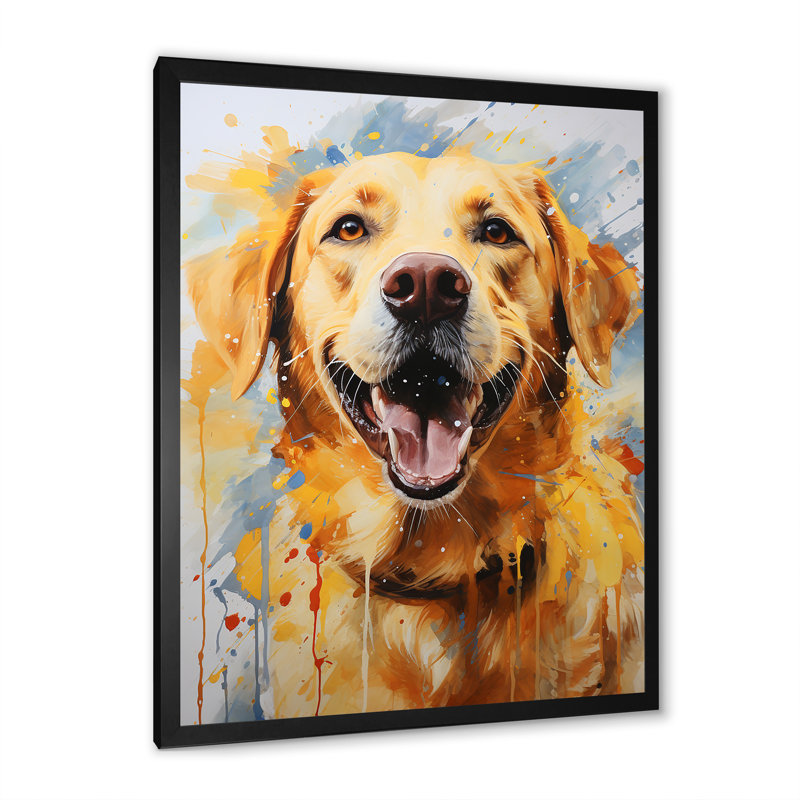 «Dog Labrador Dreams I», reproduction sur toile, Cadre simple noir, H 44 po x l 34 po x P 1,5 po