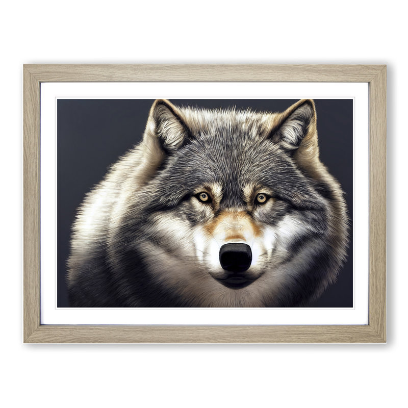 Inspirational Wolf - Framed Print, 34cm H x 46cm W x 2cm D, Oak Framed