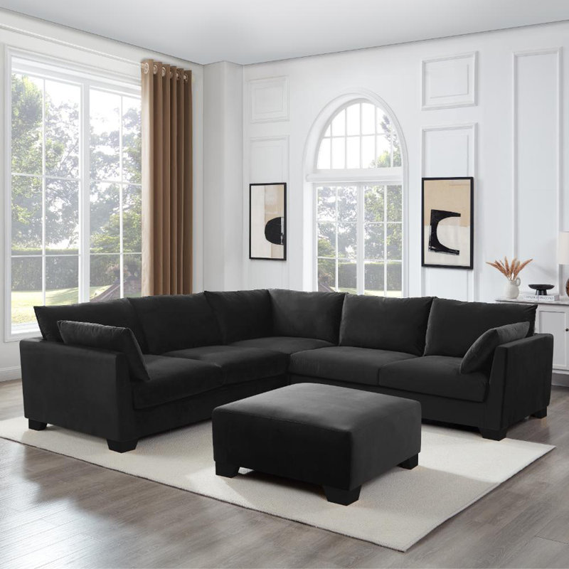 Cenko 5 Seater Sofa, Black Velvet
