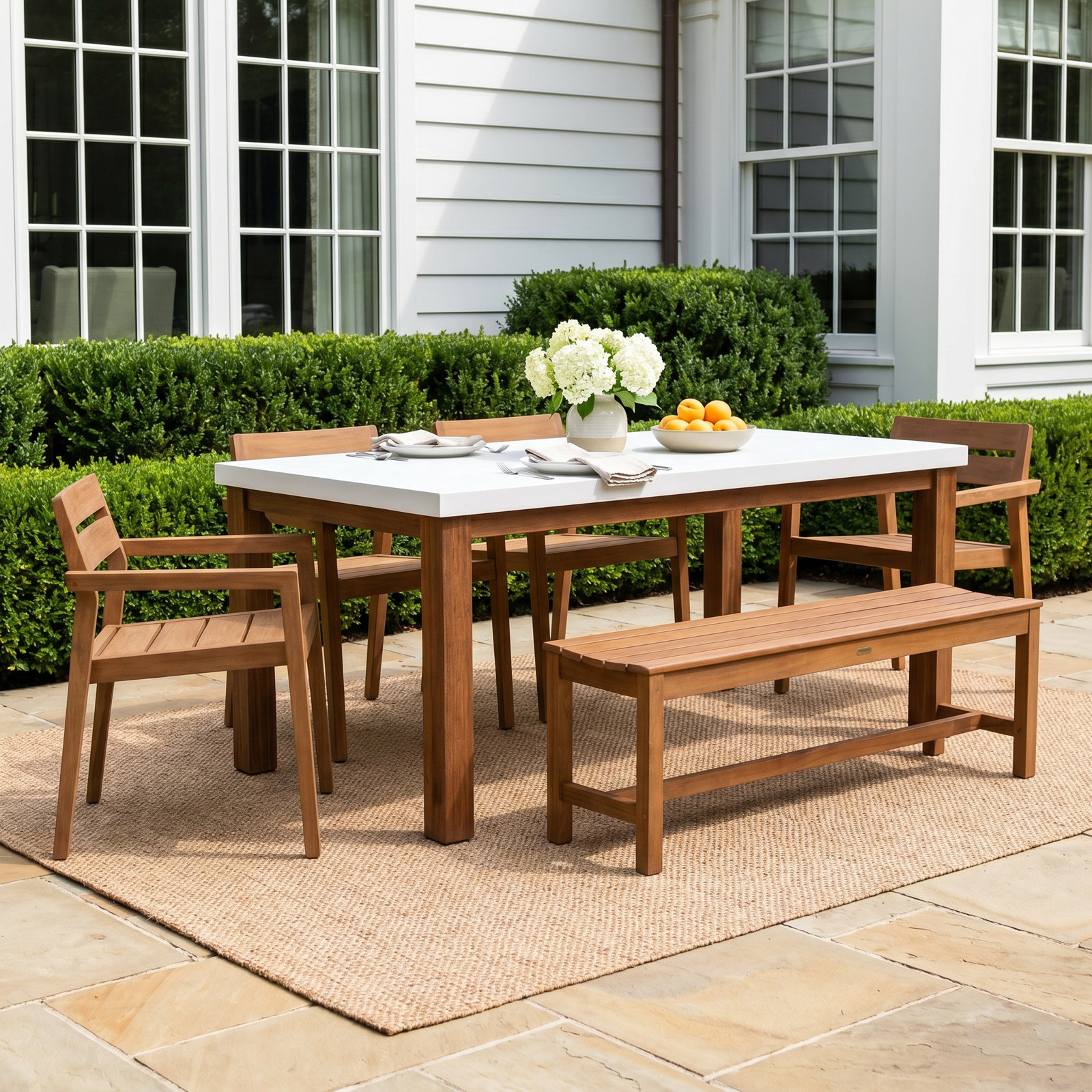 Kinsler 68" Eucalyptus Patio Dining Set