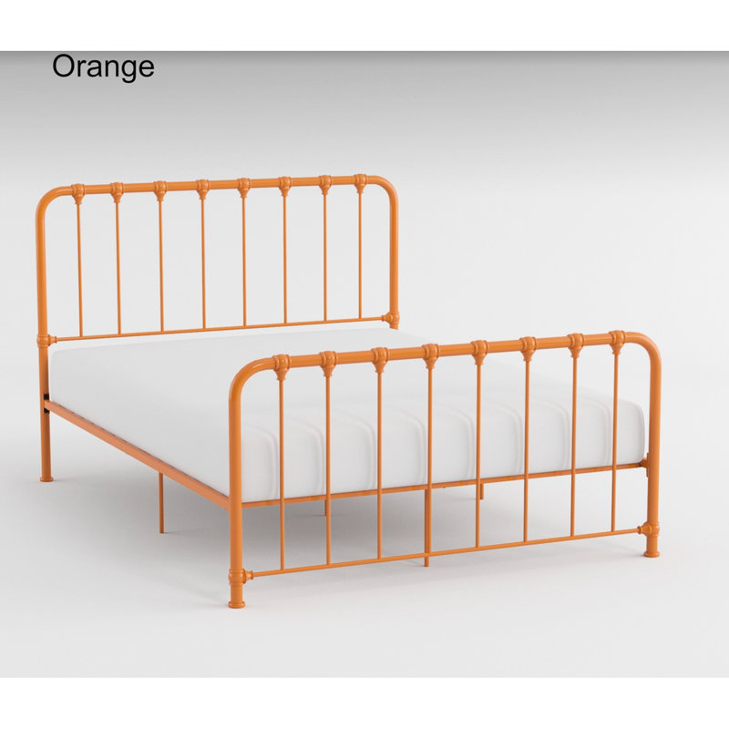 Structure de lit en métal pleine grandeur plateforme avec finition orange pour un abat-jour attrayant pour la chambre à coucher