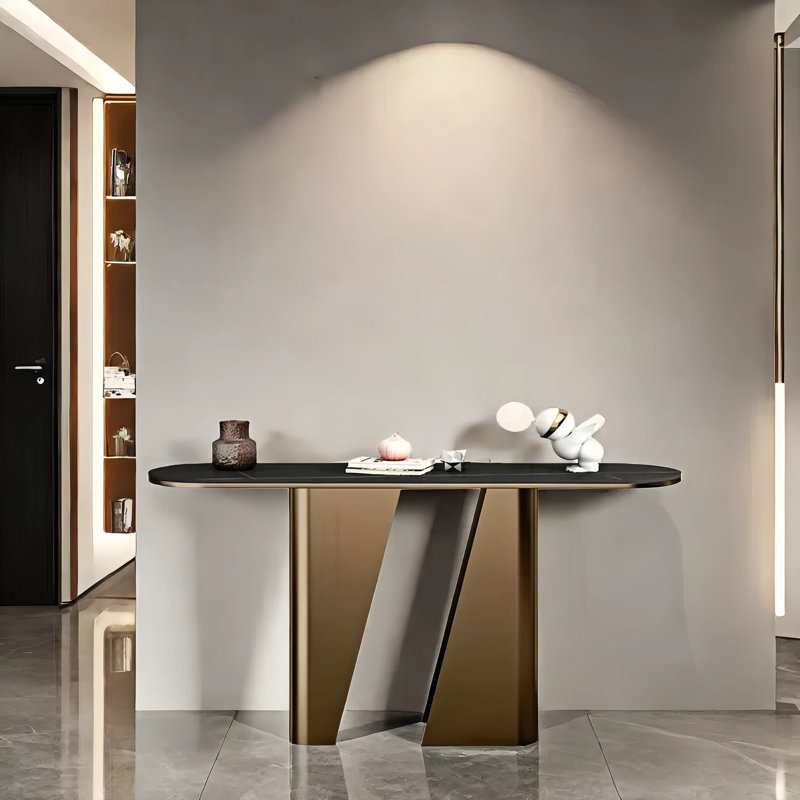 Console de style italien de luxe, H 33,5 po x l 63 po x P 13,8 po, Noir et or
