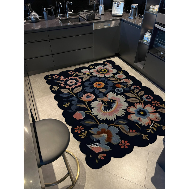 Tapis décoratif multicolore à motif floral rose multicolore Shape Collection, Tapis de couloir 3 pi 3,37 po x 9 pi 10,11 po