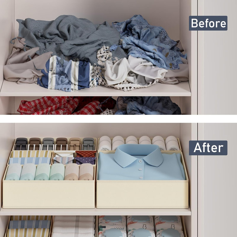 18-Pack Drawer Organizers Set, Foldable Fabric Dresser Dividers And Closet Storage Bins For Clothing, Underwear, Socks, And Accessories