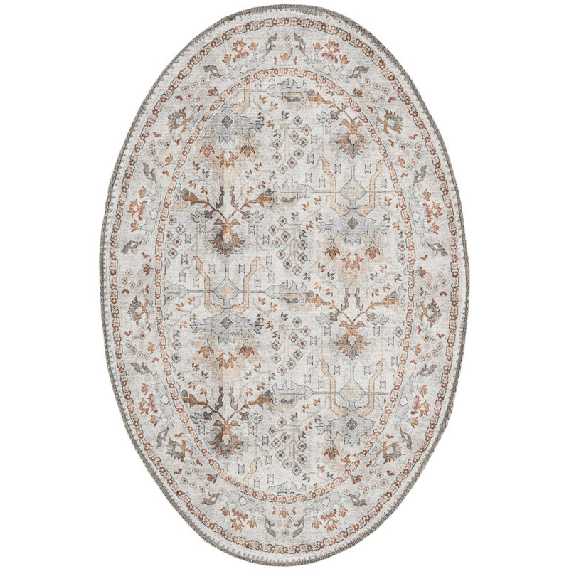 Tapis traditionnel Guljan couleur ivoire, Ovale 2 pi x 3 pi 1 po