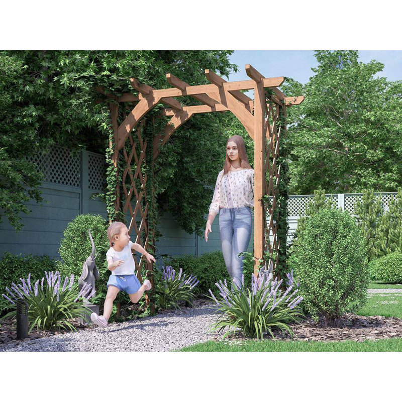 Dunster House Wooden Corner Pergola Arch with Trellis Lattice 1.8m x 1.4m Jasmine