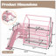 Lit simple superposé en métal avec escalier de rangement, glissière, rails de sécurité, rose-1890578306