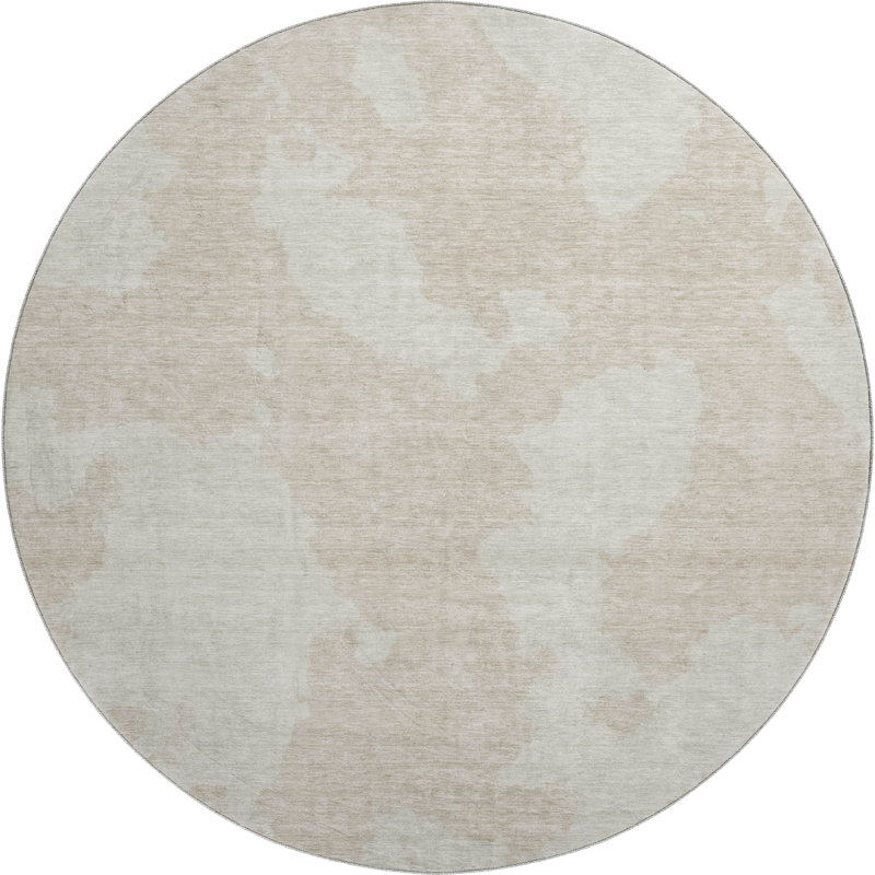 Premium Machine Washable Prisco Beige Rug, Round 8'