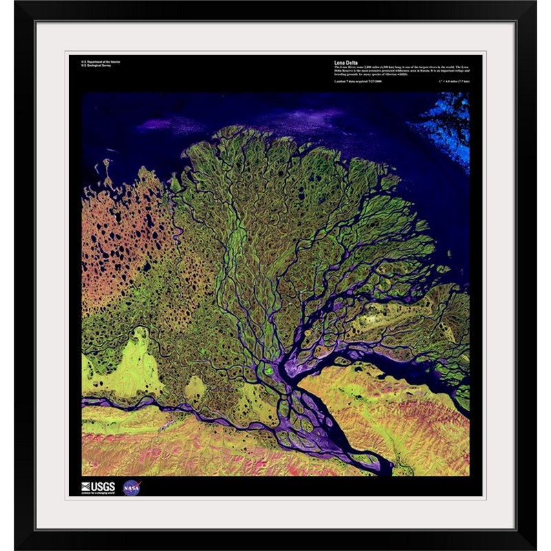 « lena delta-usg earth », impression, H 24 po x l 23 po x P 1 po, Cadre noir
