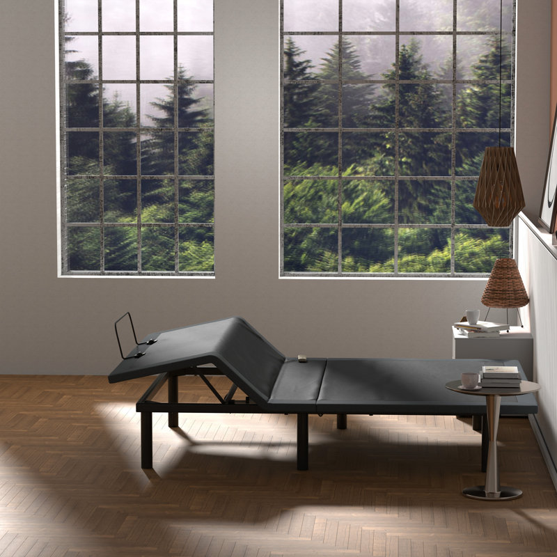 Os4 Adjustable Bed Base For King In Black And Grey, Head Foot Position Adjustable, Wireless Remote Included, Center Folding, Frame, Easy Assembly, Zero Gravity Option Grey With & Modifications,