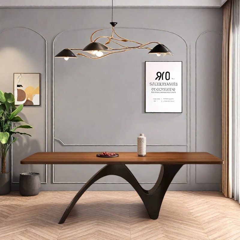 Retro solid wood rectangular creative dining table, 29.5"H x 55.1"L x 31.4"W