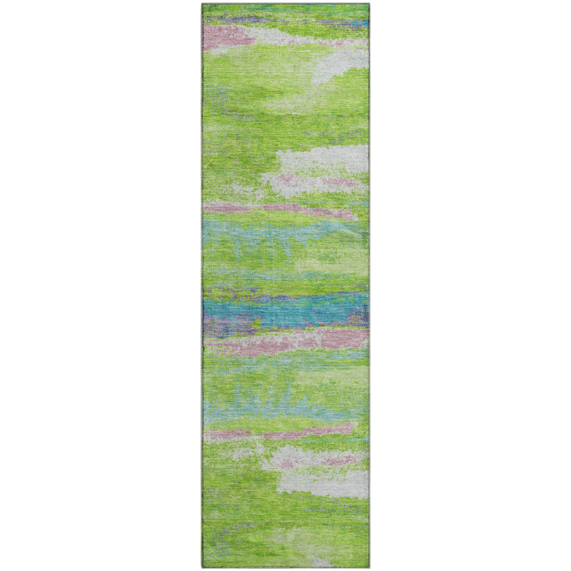 Premium Machine Washable Prisco Lime Rug, Runner 2'3" x 7'6"