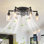 Ventilateur de plafond réversible 26,37 "à 6 vitesses avec ensemble d'éclairage et télécommande Farmhouse