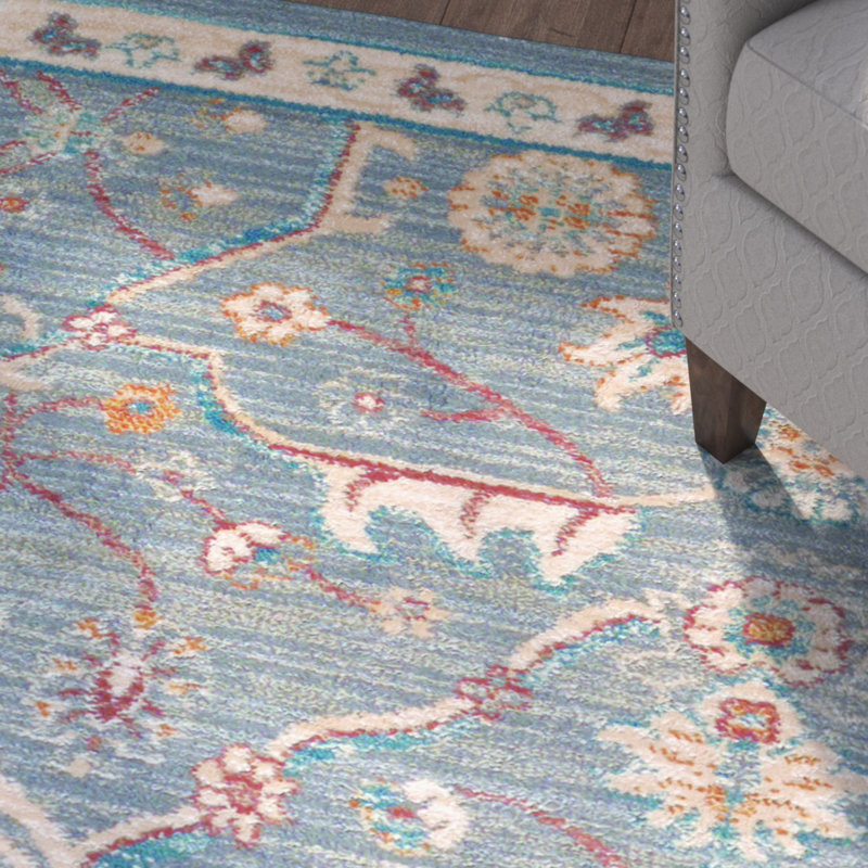 Tapis oriental bleu / gris Jansson, Rectangle 12 pi 6 po x 15 pi