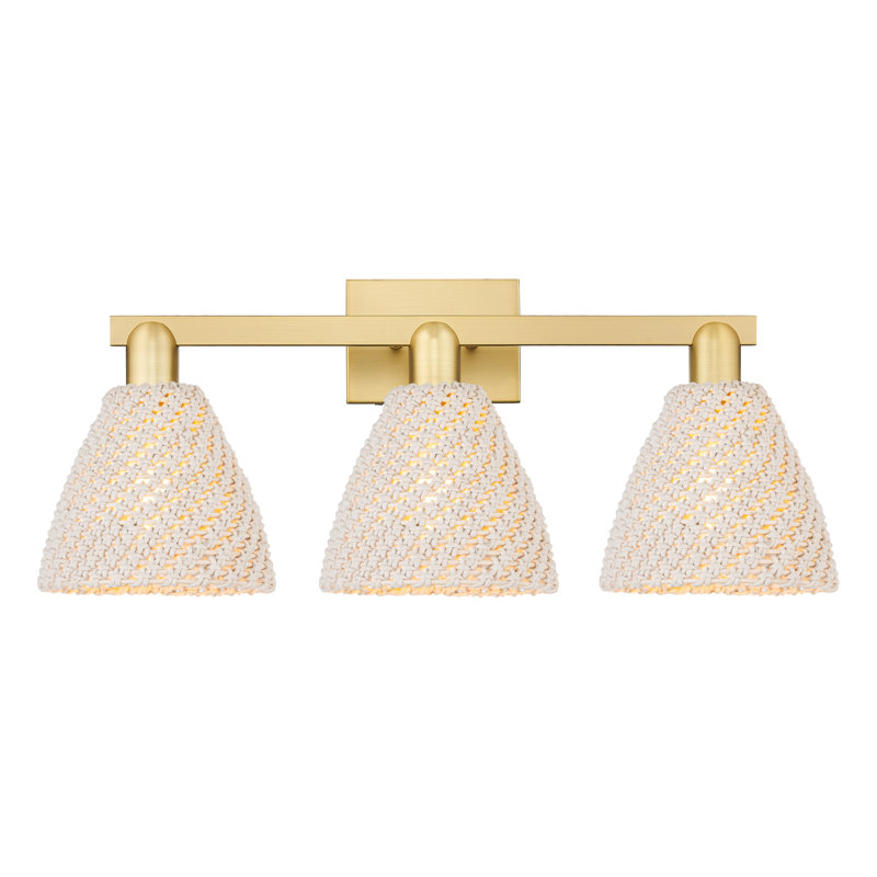 Éclairage pour meuble-lavabo avec abat-jour en fibres naturelles Ciesla, H 11,25 po x l 26 po x P 8 po, Or satiné