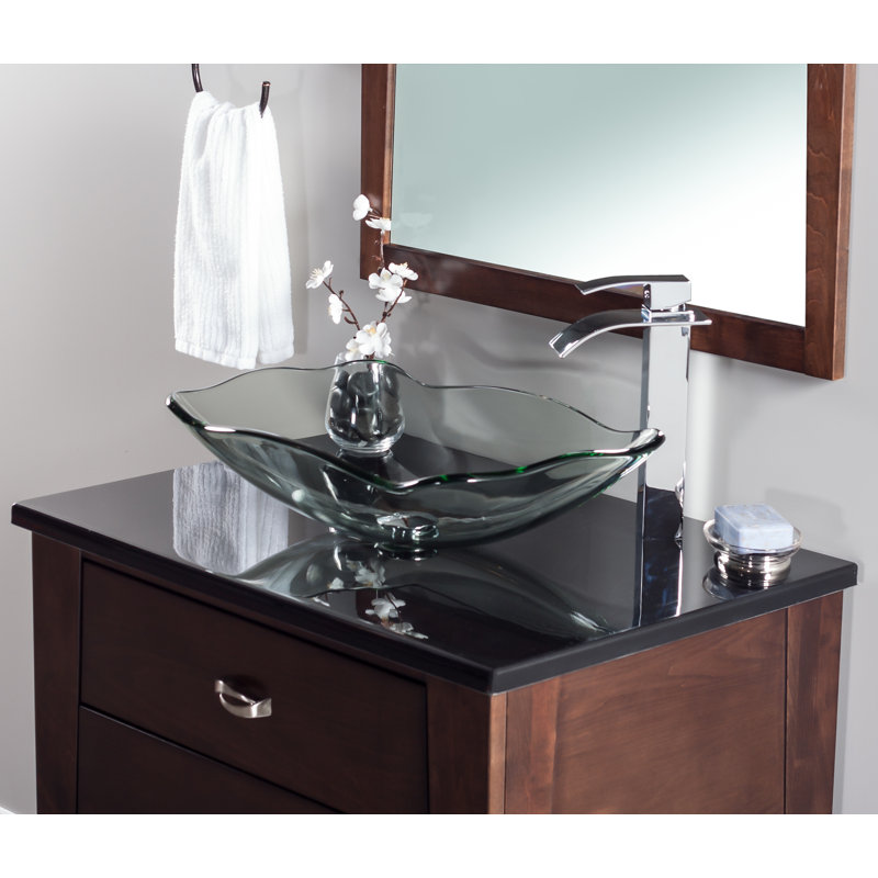 Novatto 15'' Glass Rectangular Bathroom Sink, Clear