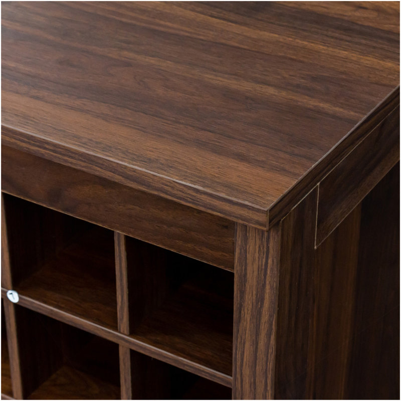 Brown Walnut Color Modular 32  Wine Bar Cabinet Buffet Cabinet
