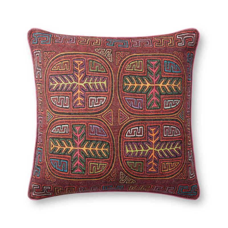 Abstract Throw Pillow, Down Blend, 22" H x 22" W x 6" D