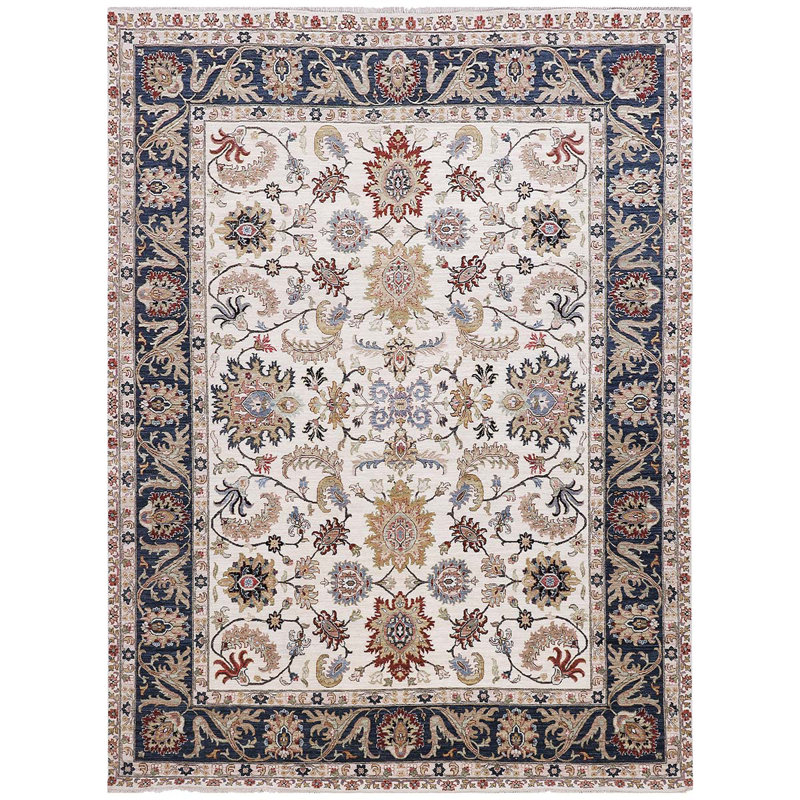Hand Woven Wool Floral Area Rug, Rectangle 6' x 9'