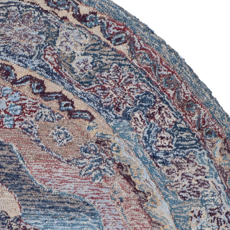 Tapis bleu touffeté à la main Evanoff, Rond 6 pi