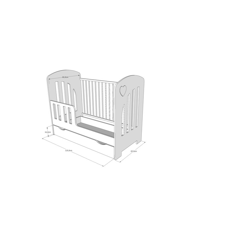 Enriquez Cot Bed, White/Nut, Yes