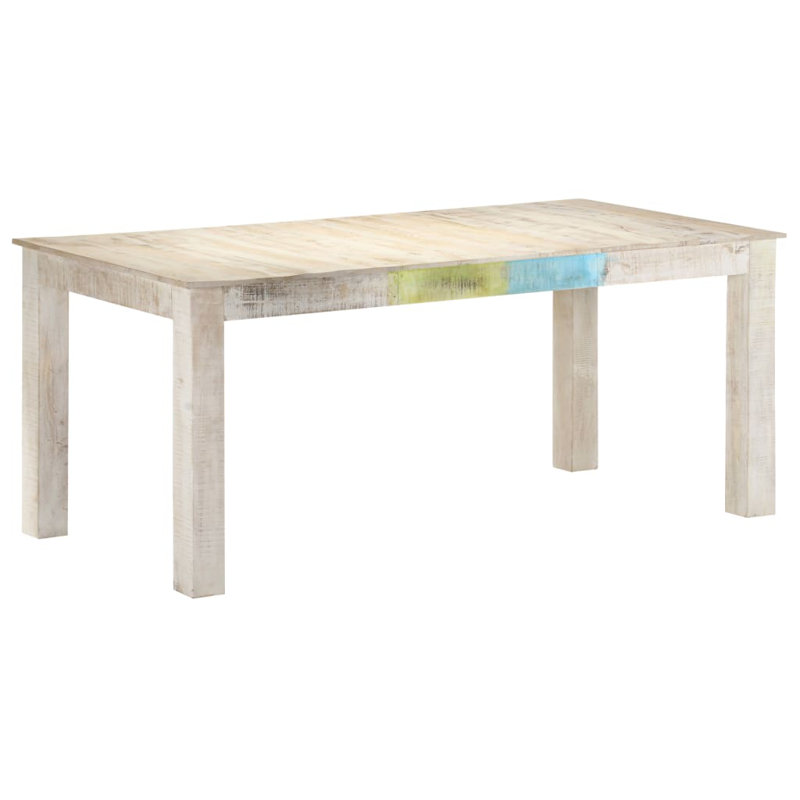 Scandinavian Solid Mango Wood Whitewash Dining Table 70.9" x 35.4"