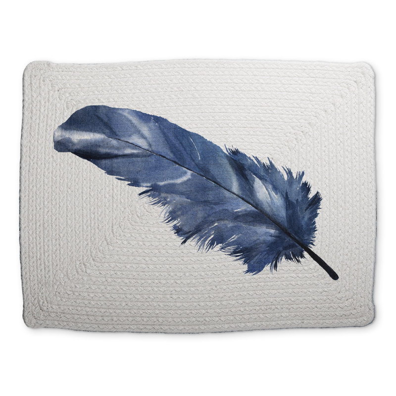 Napperon bleu en plumes de polyester tressé - Décoration intérieure