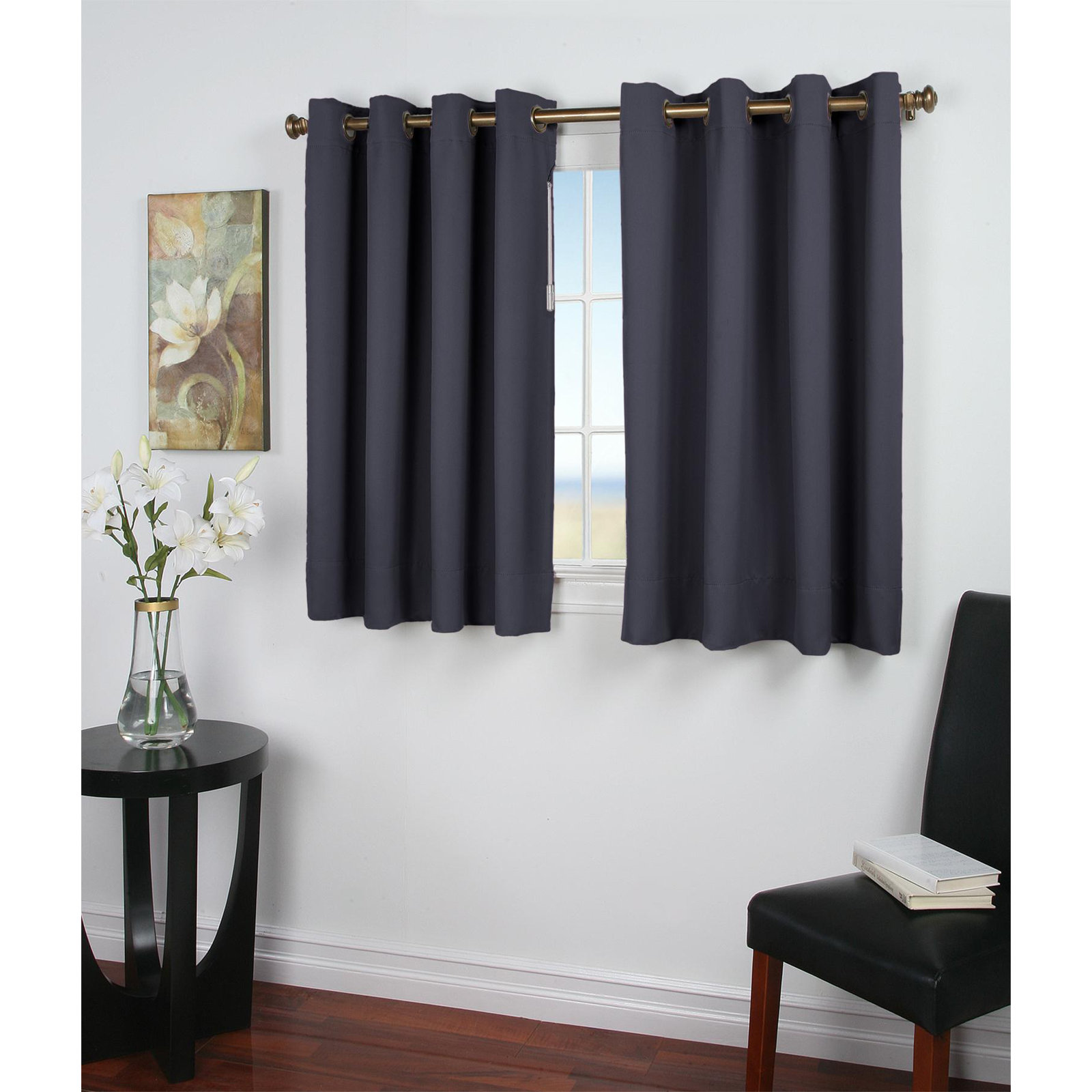 Ardelle Blackout Polyester Curtain, 56" W x 45" L, Sage with Antiqued Bronze Grommets