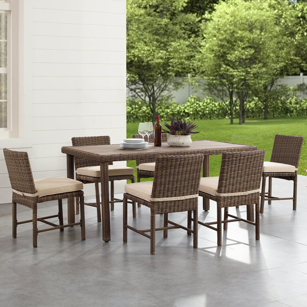 Awa 6 - Person Patio Dining Set with Rectangular Table , Cushions Included Longshore Tides