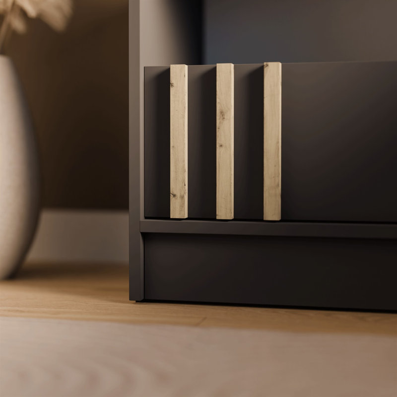 51cm W Bedside Table, Graphite/Artisan Oak