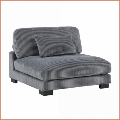Coussin réversible moelleux en velours côtelé de style moderne Modern Living | Gris | Sans accoudoirs | Contreplaqué