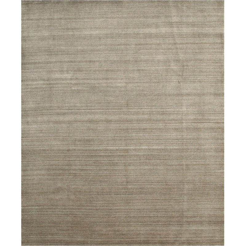 Tapis brun transitionnel en laine et viscose brun uni et gris Arleen, Rectangulaire 8 pi x 10 pi