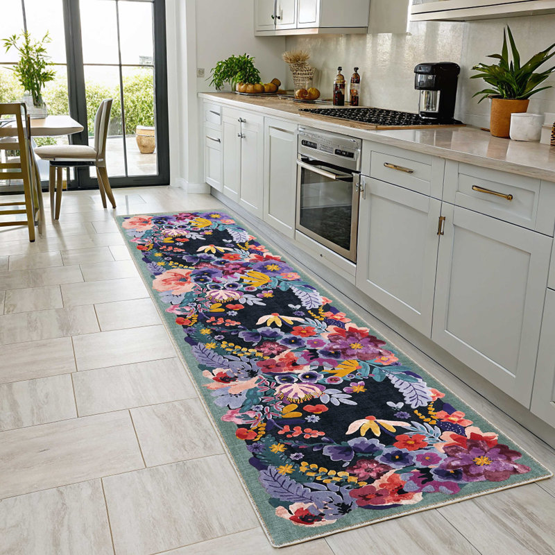 Pastel Softina Multicolor Floral Cotton Chenille Area Rug, Runner 3'4" x 10'6"