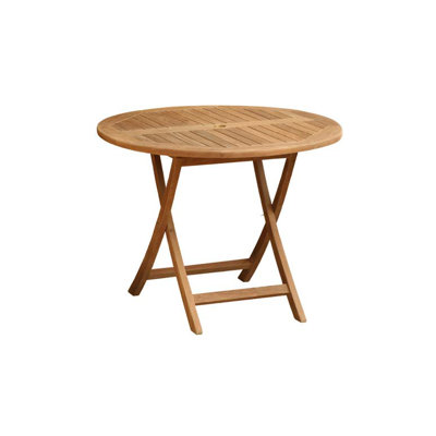 Bannan Round Teak Solid Wood Outdoor Dining Table - 80 cm W 80 cm D