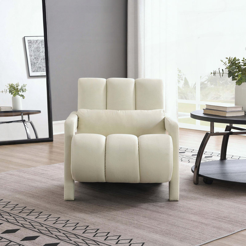 Fauteuil d'appoint en lin avec support lombaire ergonomique, Beige