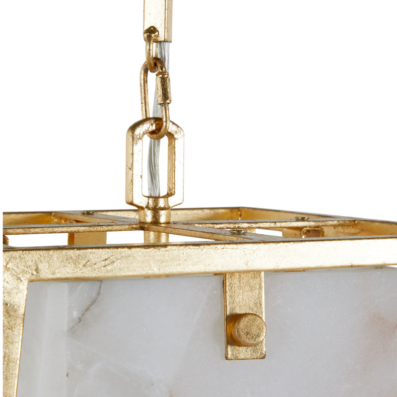 Stacey 4 - Light Unique / Statement Geometric Chandelier with Alabaster Accents, Gilded Gold