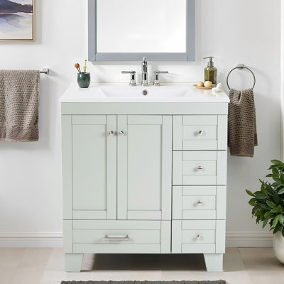 Meuble-lavabo de salle de bain avec lavabo et tiroirs à fermeture en douceur