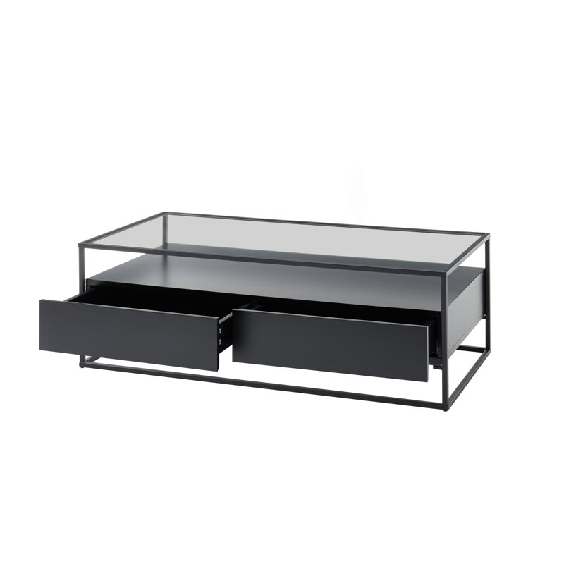 Frame Coffee Table with Storage, Black