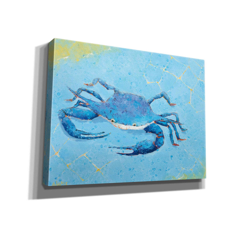 «Blue Crab V» par Phyllis Adams, art mural sur toile, H 12 po x l 16 po x P 0,75 po