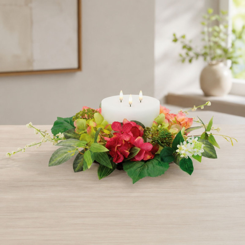 Anneau de bougie hortensia mixte 17 po