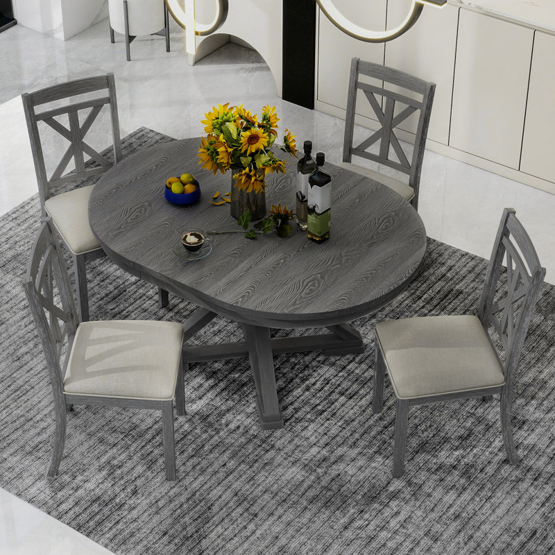 Ensemble de table de salle à manger rétro 5 pièces Roomfitter, Gris, Gris, Gris