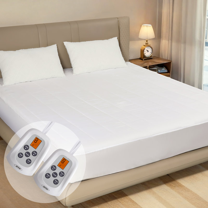Grand matelas chauffant grand format, couvre-matelas électrique avec minuterie de 12 heures et 10 réglages de chaleur, chauffe-lit double avec contrôleur double, lavable en machine, 60 po x 80 po