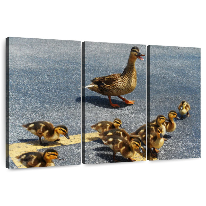 Ducklings And Mother Duck, 42" H x 65" W