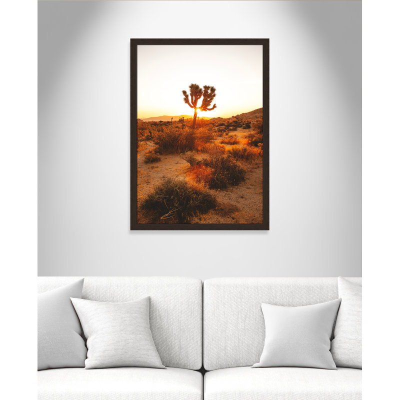 «Desert Dawn» par Joshua Earle - reproduction imprimée, Pas de tapis, Cadre plat en noyer, H 36,5 po x l 26,5 po x P 0,75 po