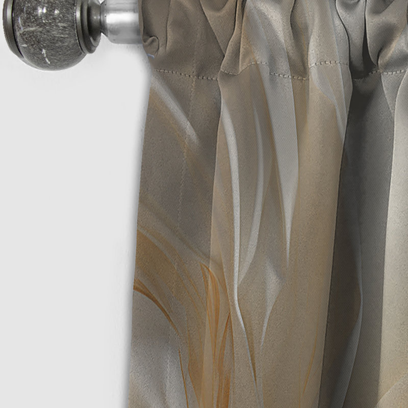 Abstract Curtain Panel, White Gold Fluid Pattern Blackout Decor - White And Gold Champagne Flow IV, 52" W x 120" L